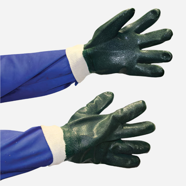 GRANGE PVC TEXTURED PEBBLE-PALM GLOVE - DARK GREEN KNITWRIST