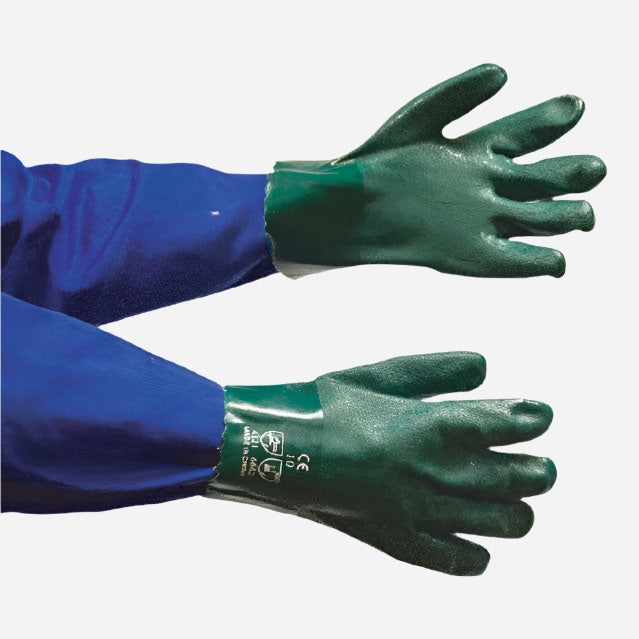 GRANGE PVC PEBBLE-PALM TEXTURED GLOVE - DARK GREEN 27CM