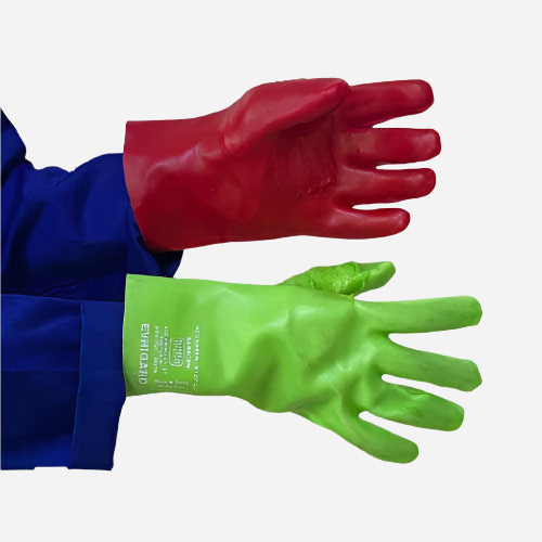 GRANGE PVC MEDIUM WEIGHT REINFORCED GLOVE - RED/GREEN 27CM