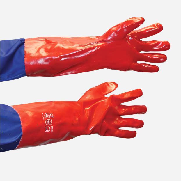GRANGE PVC MEDIUM WEIGHT GLOVE - RED 38CM ELBOW LENGTH