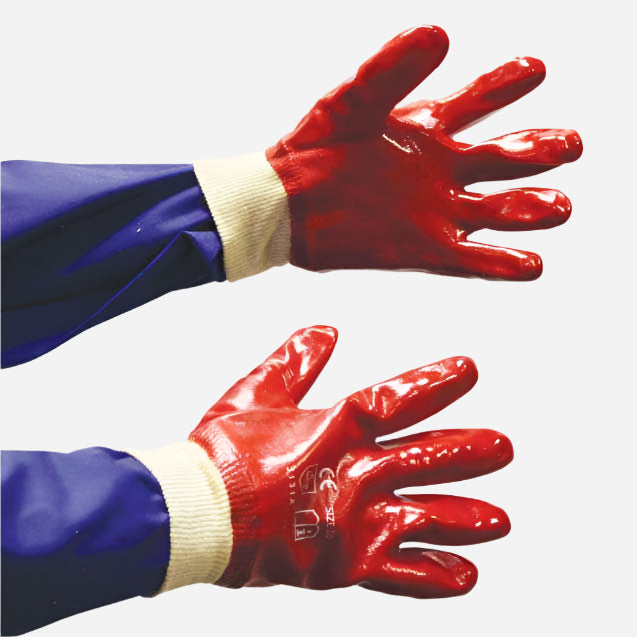 GRANGE PVC MEDIUM WEIGHT GLOVE - RED KNITWRIST