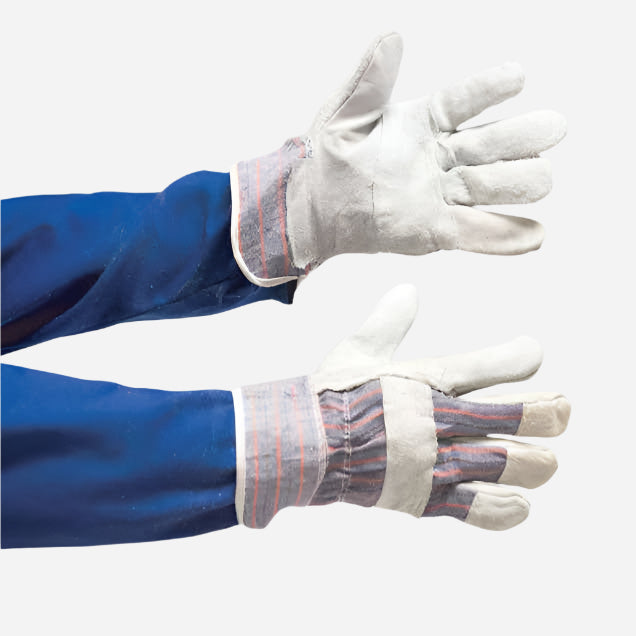 GRANGE CANDY-STRIPE CHROME LEATHER GLOVE - WRIST LENGTH