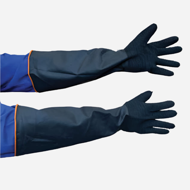 GRANGE TEXTURED RUBBER CHEMICAL GLOVE - BLACK 60CM